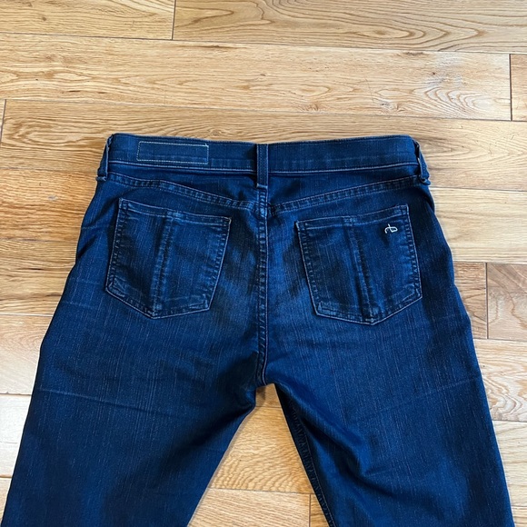 Size 27 Rag & Bone Skinny Denim Jeans Knee Slit Rip Dark Blue Terra - Picture 10 of 16